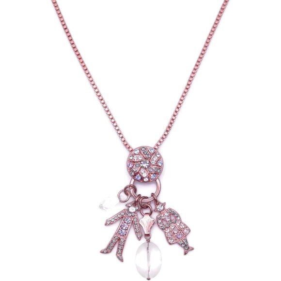 Mariana Ice Queen Rose Gold Long Pendant Charms Necklace Grey Vitrail M1154 NWT